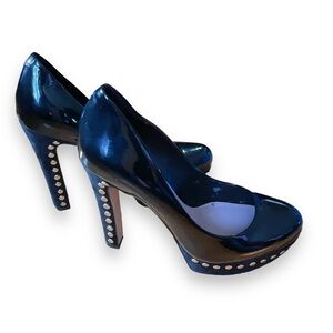 Vince Camuto Shoes Platform Pumps Patent Leather Studs Black High Heels Size 8.5